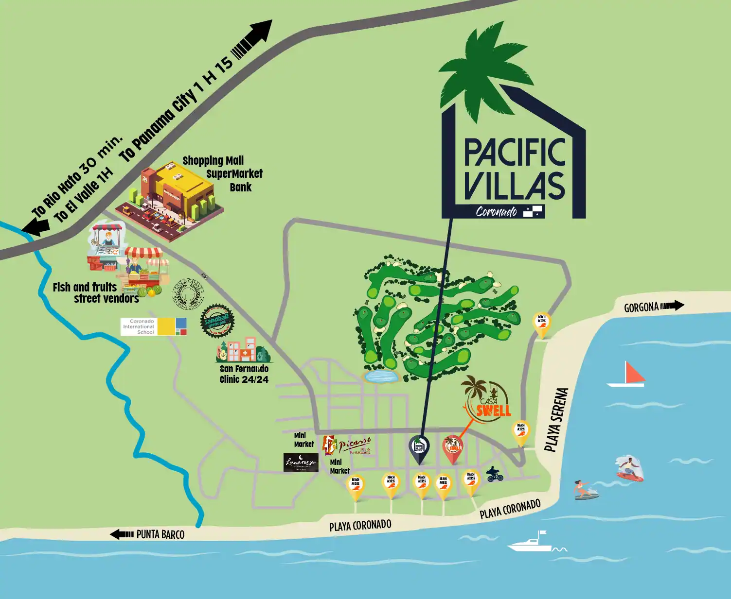 Map of Coronado with surrounding services