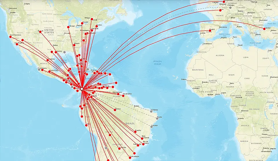 Air connection from Tocumen International Airport in Panama City