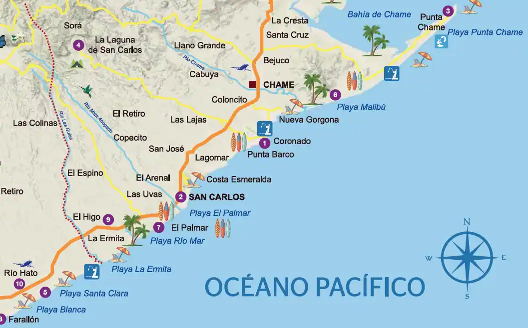 Map of Coronado, in the heart of Panama's Pacific Riviera